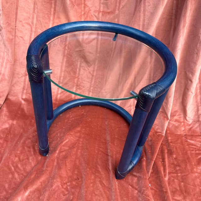 Mid-Century Modern Round Glass and Wooden Side Table, 1970s For Sale - Image 10 of 16