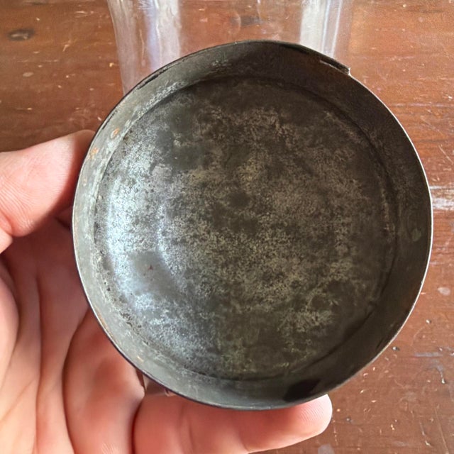 Transparent A Nice Antique Blown Glass Storage Container With Tin Lid, Circa 1850 For Sale - Image 8 of 15
