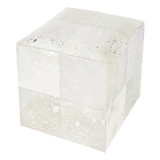 Victorian Hair on Hide with Silver Spots Cube Ottoman, Silver Moon For Sale