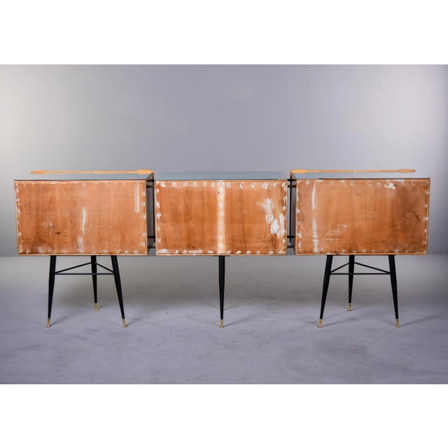 Mid Century Italian Three Segment Blonde Buffet With Black Legs Chairish