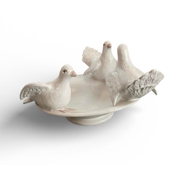 Vintage-Style Italian Ceramic Dove Bowl - Hand-Finished For Sale - Image 4 of 9