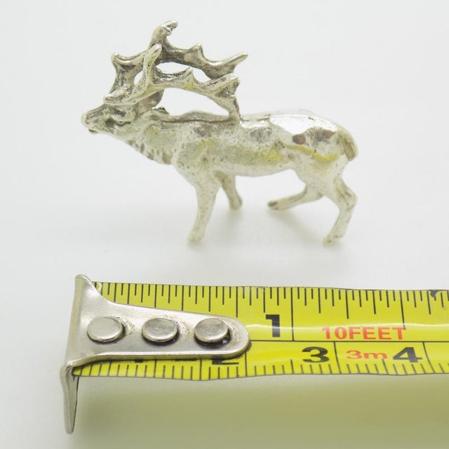 Vintage Italian Silver Stag Deer Figurine Miniature, Milan, 1950s For Sale - Image 9 of 10