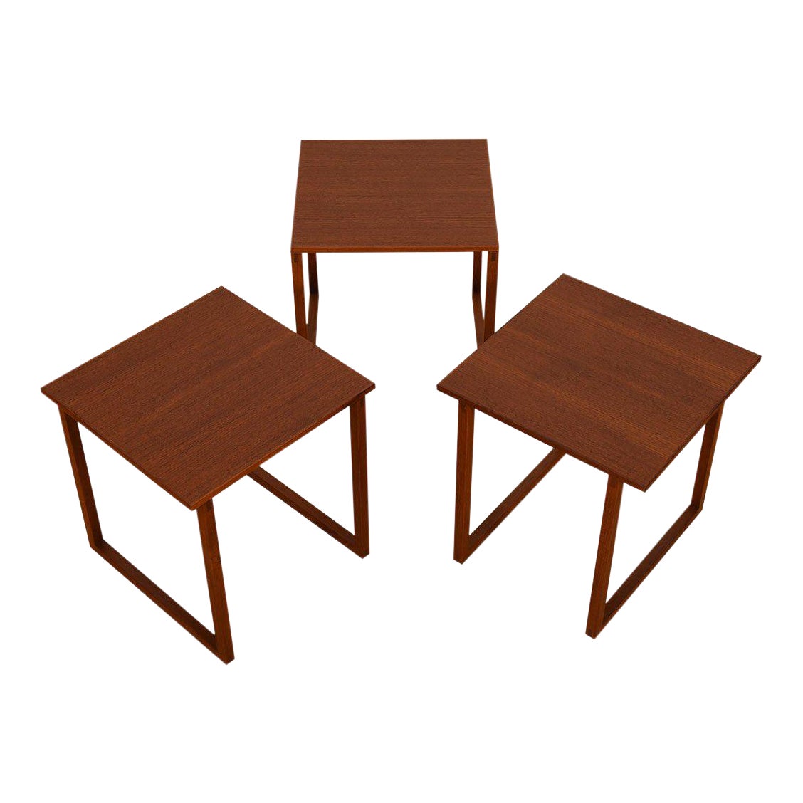 Kai Kristiansen Set Of 3 Teak Cube Nesting Tables Chairish