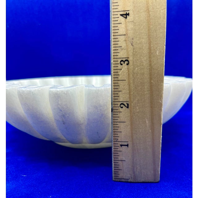 Hand Crafted Marble Decorative Ruffle Scalloped Bowl 8" For Sale - Image 4 of 5