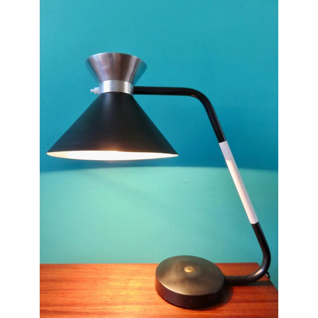 Metal Modernist French Black and White Jumo Desk Lamp, 1950s For Sale - Image 7 of 7