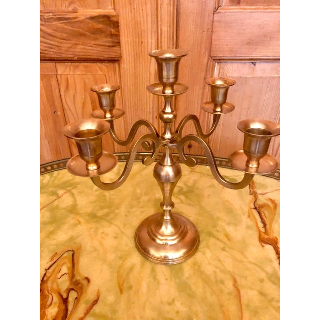 1950s Baroque Candleholders in Brass, 1950s, Set of 5 For Sale - Image 5 of 8