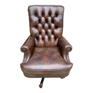 Hancock & Moore Tufted Leather Desk Chair For Sale