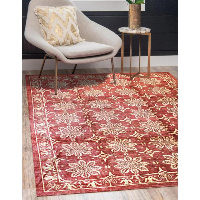 2020s 10x14 Majestic Artisan Coral Starburst Medallion Handknotted Afghan Wool Rug For Sale - Image 5 of 7