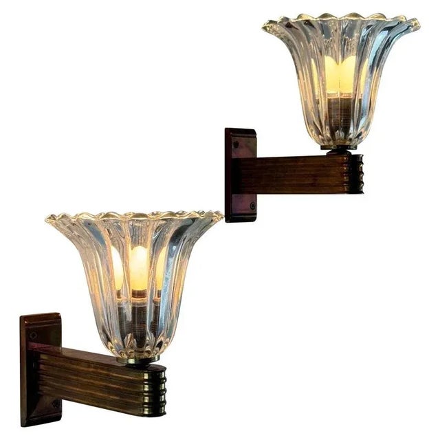 Murano Bellflower Wall Sconces by Ercole Barovier for Barovier & Toso, 1940s, Set of 2 For Sale - Image 17 of 17