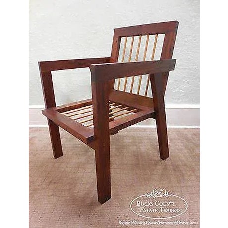 Wood Hand Crafted Bucks County Studio Walnut Arm Chair For Sale - Image 7 of 13