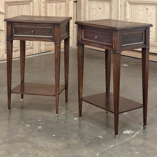 Pair Mid-Century Louis XVI Style Mahogany End Tables For Sale - Image 4 of 18