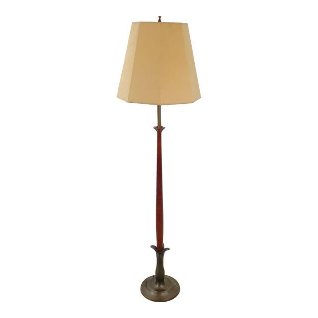 Vintage Modern Sculptural Walnut Floor Lamp in the Style of Laurel Lamp Company For Sale