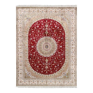 Pasargad Home Tabriz Red Pure Silk Area Rug, 9' 0'' X 12' 0'' For Sale