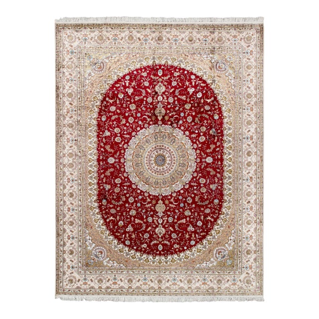 Pasargad Home Tabriz Red Pure Silk Area Rug, 9' 0'' X 12' 0'' For Sale