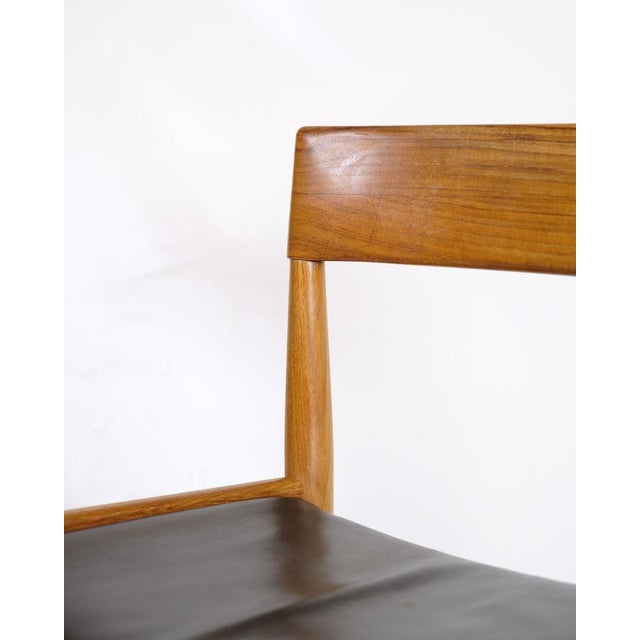 Model P H 3-2 Chairs in Teak with Black Leather Seats by Grete Jalk, 1960s, Set of 6 For Sale - Image 6 of 18