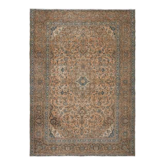 1970s Vintage Persian Handknotted Wool Orange Oversize Area Rug For Sale