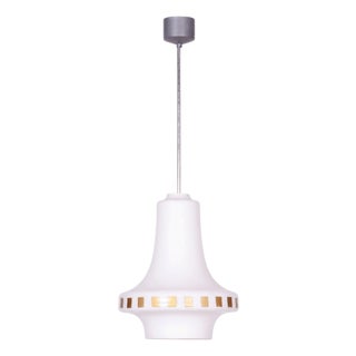 Mid-Century Czech Pendant in Chrome, Steel, Opaline Glass, 1960s For Sale