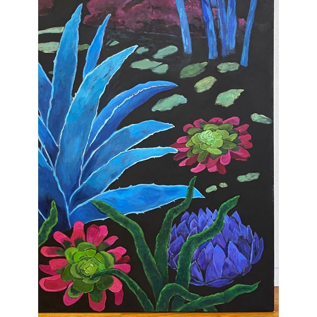 “Blue Moon” Abstract Garden Oil on Canvas Painting by Mary Alice Copp - For Sale - Image 4 of 7