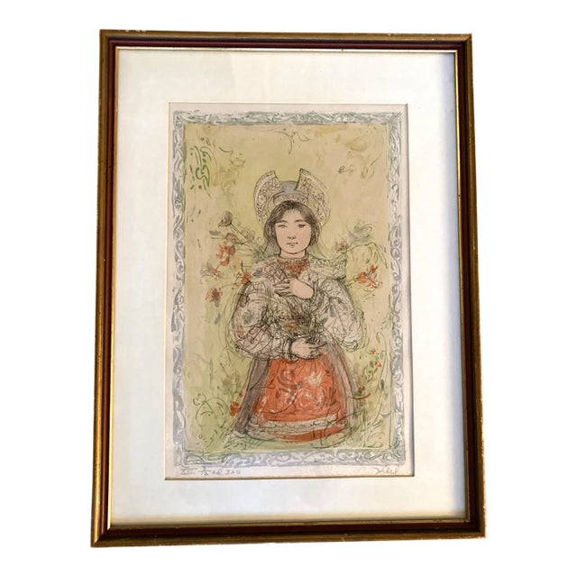 Vintage Edna Hibel Signed Limited Edition Numbered Print "Tonnette" For Sale
