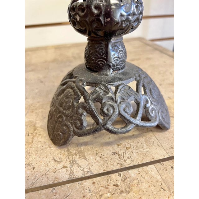 Vintage Cast Iron Filigree Ornate Candle Holder Made in Japan For Sale - Image 4 of 9