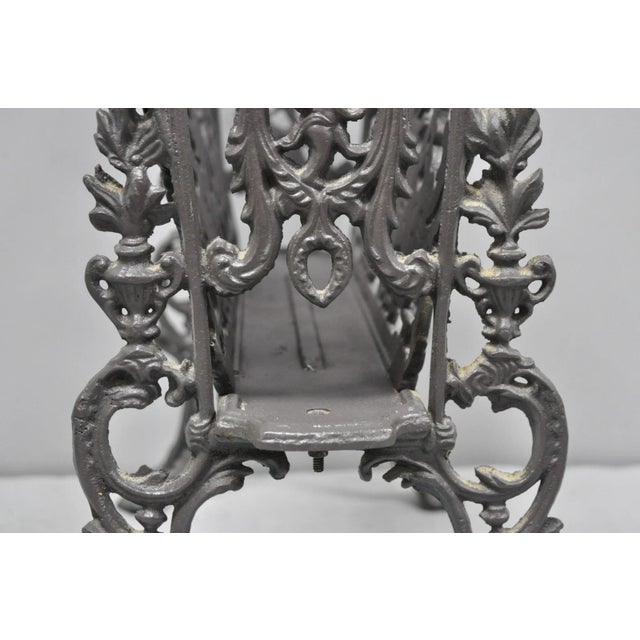 Vintage French Renaissance Victorian Style Cast Iron Magazine Rack With Cherubs For Sale - Image 12 of 15