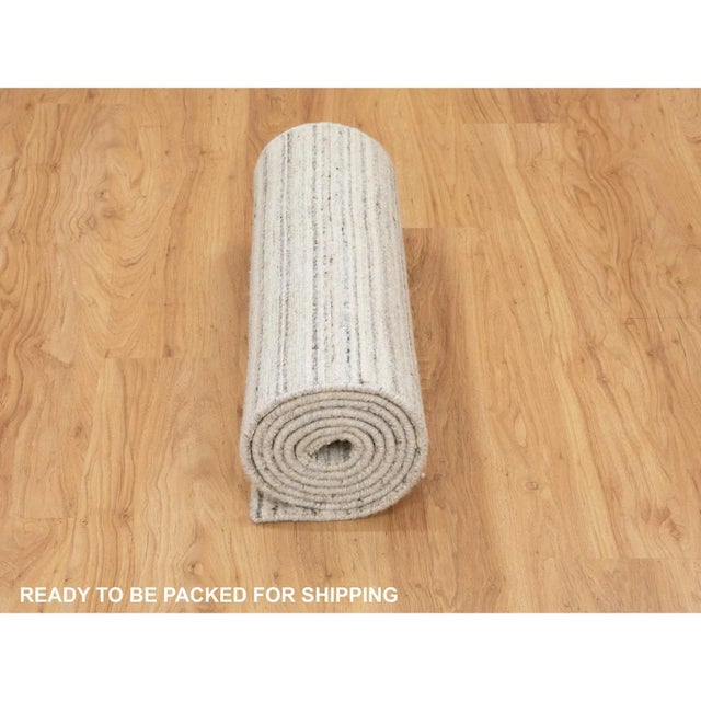 2010s Beige Hand Loomed Organic Wool Modern Runner Oriental Rug For Sale - Image 4 of 9