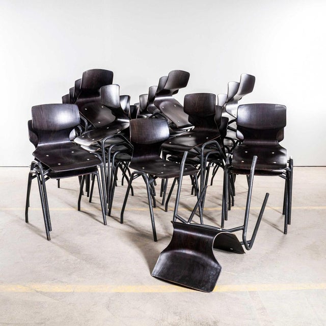 : 1960’s Laminated Ebonised Gun Metal Dining Chairs. Pagholz is an interesting West German company that perfected the...