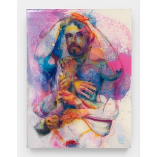 Masculinity by Marc Scheff | Oil, acrylic, pencil, pastel, resin depicting a man with multiple hands. For Sale