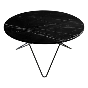Black Marquina Marble and Black Steel O Table by OxDenmarq