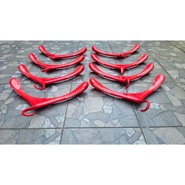 Swedish Red Hangers from Monika Mulder, 1990s, Set of 8 For Sale - Image 3 of 15