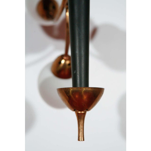 Metal 1950s Nine-Light Italian Fixture Attributed to Stilnovo For Sale - Image 7 of 10