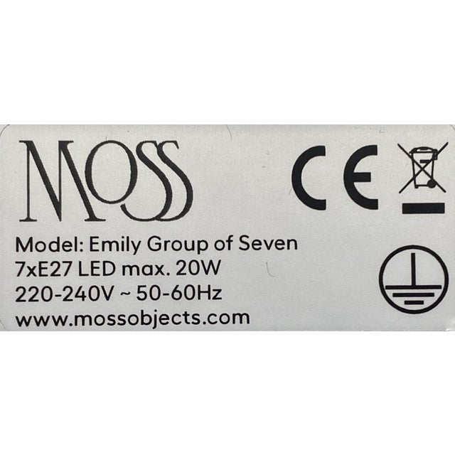 Emily Group of Seven Handmade Hanging Lamp with Oxidized Steel Shade from Moss Objects For Sale - Image 6 of 7