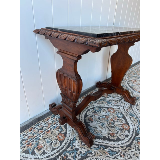 Antique Italian Baroque-Style Accent Table With Marble Top For Sale - Image 4 of 7