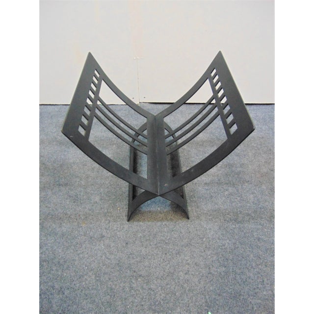 Arts & Crafts style magazine rack , made of steel , made in 2 pieces , cut out design