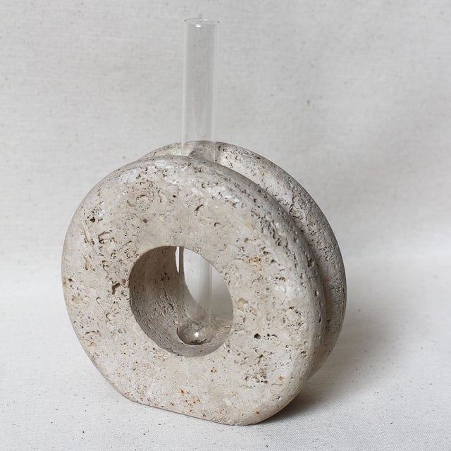 Round Travertine Soliflore Vase attributed to Fratelli Mannelli, 1970 For Sale - Image 4 of 4