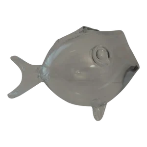Mid 20th Century Blenko Style Hand-Blown Clear Fish Vase Bowl Vase Terrarium