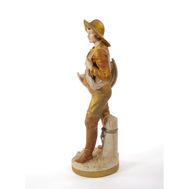 20th Century Hand Painted/Gilt Decorated Porcelain Decorative Man's Sculpture For Sale - Image 4 of 12