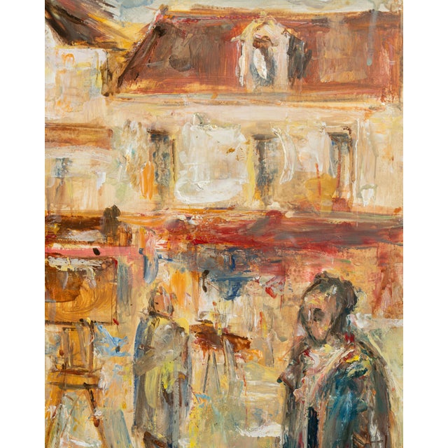20th Century French Dark Brown Signed Oil on Panel Impressionist Street Scene in Passe-Partout For Sale - Image 13 of 15