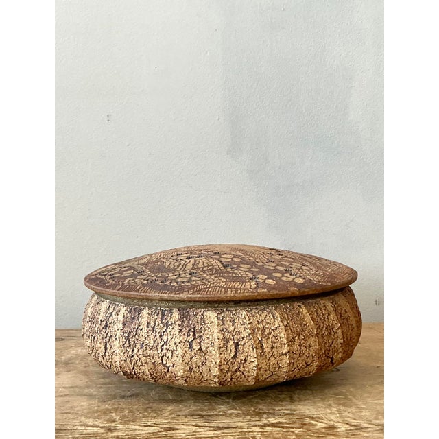 Ceramic Vintage Boho Original Studio Pottery Lidded Bowl For Sale - Image 7 of 7