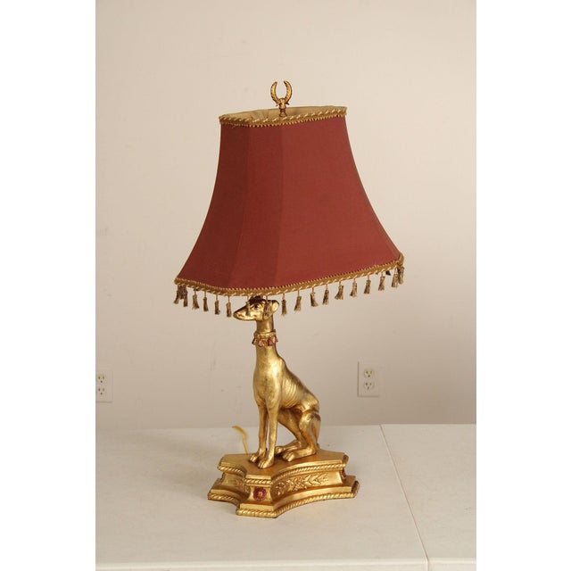 Late 20th Century Egyptian Revival Gilt Greyhound Table Lamps - a Pair For Sale - Image 17 of 18