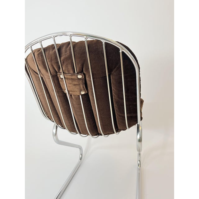 Metal Dining Chairs with Brown Velvet Cushions, Italy, 1970s, Set of 2 For Sale - Image 10 of 15