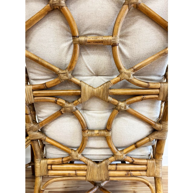 Fretwork Rattan Wingback Chairs, a Pair For Sale - Image 10 of 13