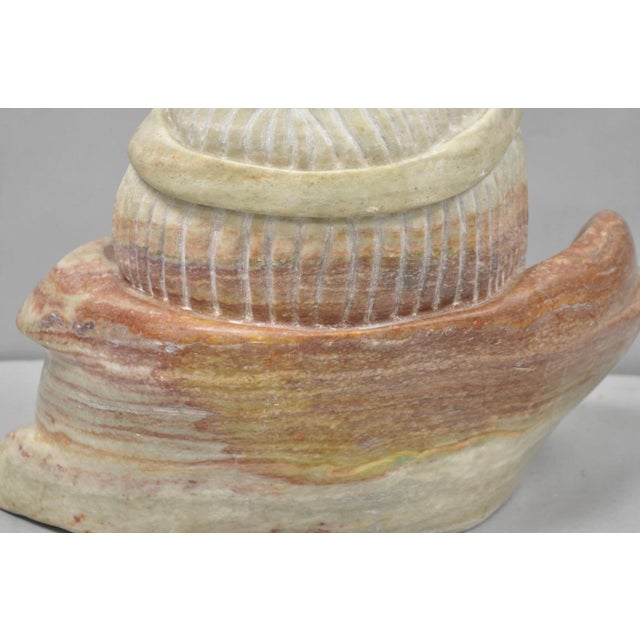 Vintage Seymour Shuren Modern Carved Pink Marble Native American Bust Sculpture For Sale - Image 15 of 18