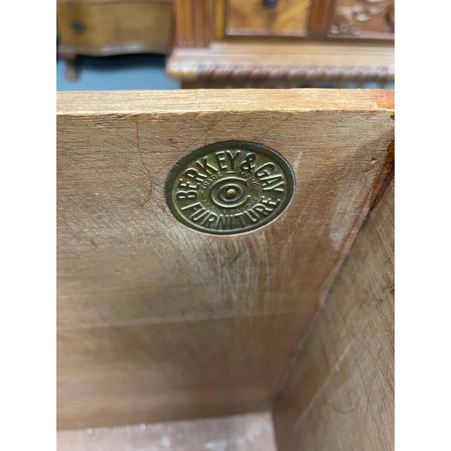 Antique Hand Carved Sideboard Buffet, Berkey & Gay, Jacobean Revival, Walnut Wood, Glass Top For Sale - Image 11 of 11