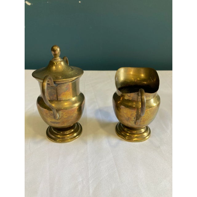 Vintage Brass Cream & Sugar Set- 2 Pieces For Sale - Image 4 of 7