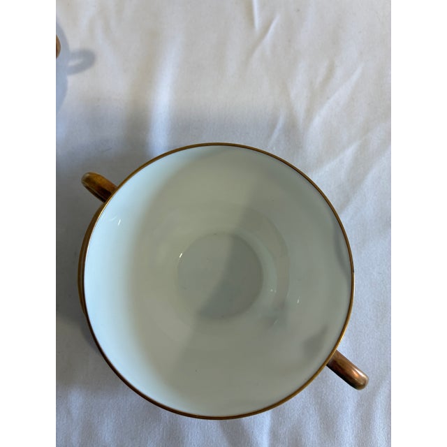 Antique Haviland & Co. Limoges Gold Rim Bouillon Cups and Saucers, Set of 9 - 18 PCS For Sale - Image 10 of 13