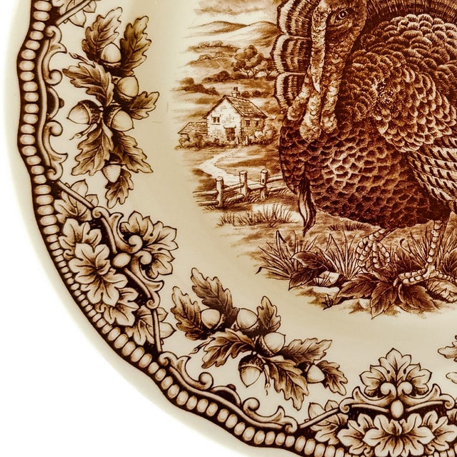 2020s Royal Stafford English Brown Transferware Turkey Thanksgiving Dinner Plates - Set of 12 For Sale - Image 5 of 6