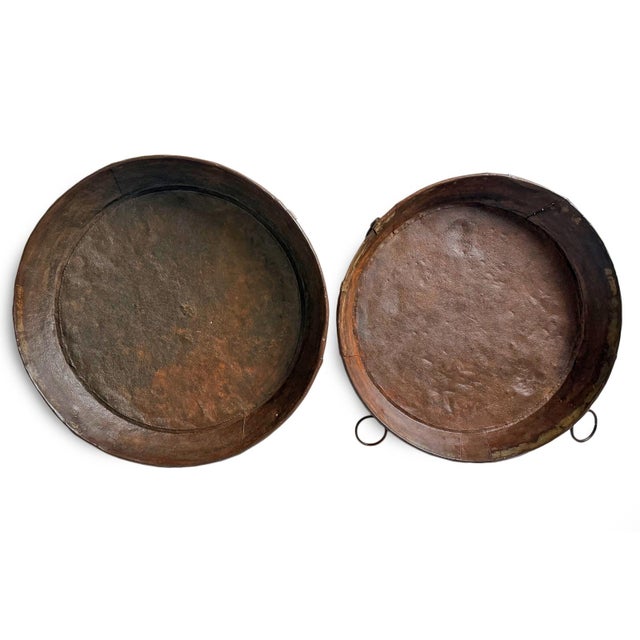 Mid 20th Century Vintage Industrial Farmhouse Large Iron Round Tray For Sale - Image 5 of 6