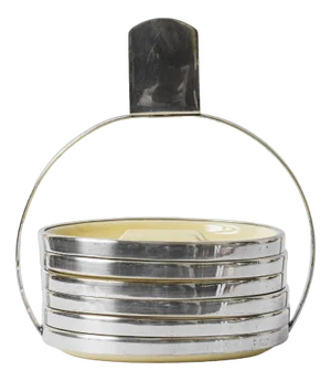 Art Deco Ceramic & Nickel Conbination Ashtray Set, Vienna, 1920s