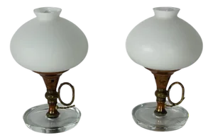 Bedside Lamps in Murano Glass, Brass and Copper in the style of Fontana Arte, 1950s, Set of 2